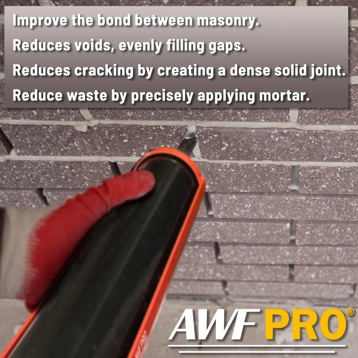 AWF PRO - Mortar Pointing Gun, 1 Quart (32 fl oz.) Capacity, 12:1 Thrust,2 Nozzles, Adjustable Pusher Plate