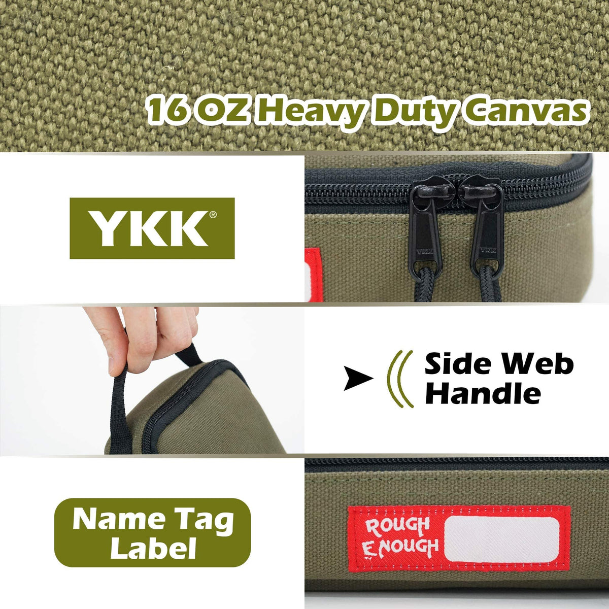 Rough Enough Small Tool Bag Pouch, Compact EDC Organizer, Army Green