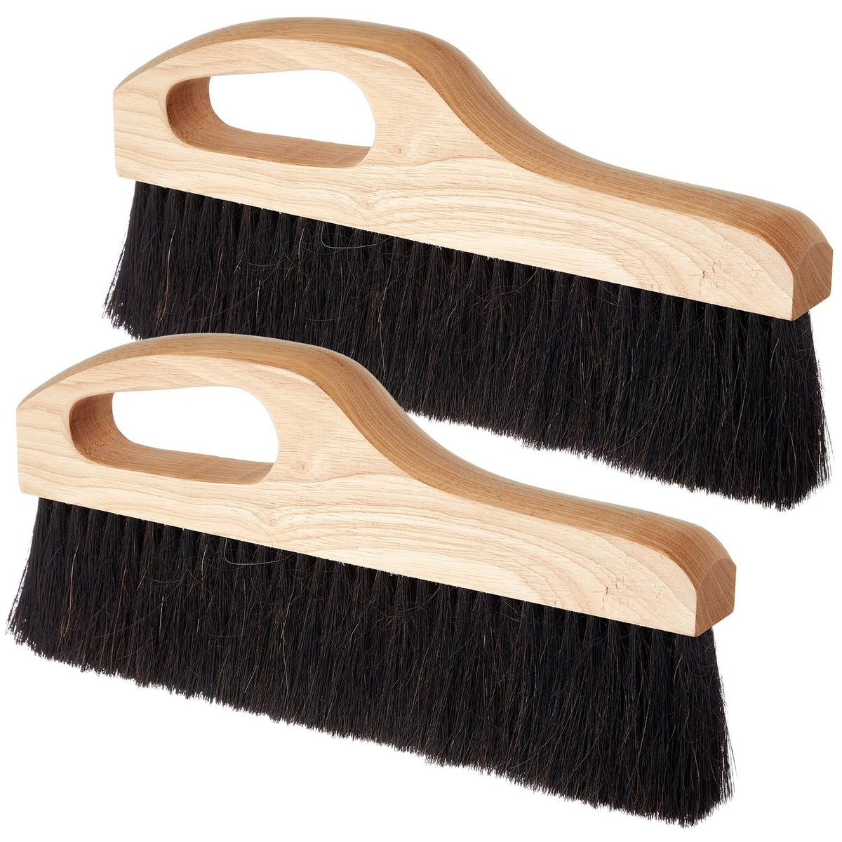 Singhoow 2 Pack Concrete Broom Tools, 12 Inch Masonry Brush Hand Concrete Finish Brush Horse Hair/Poly Bristle Hand Finished Masonry Texturing Tools with Comfort Handle
