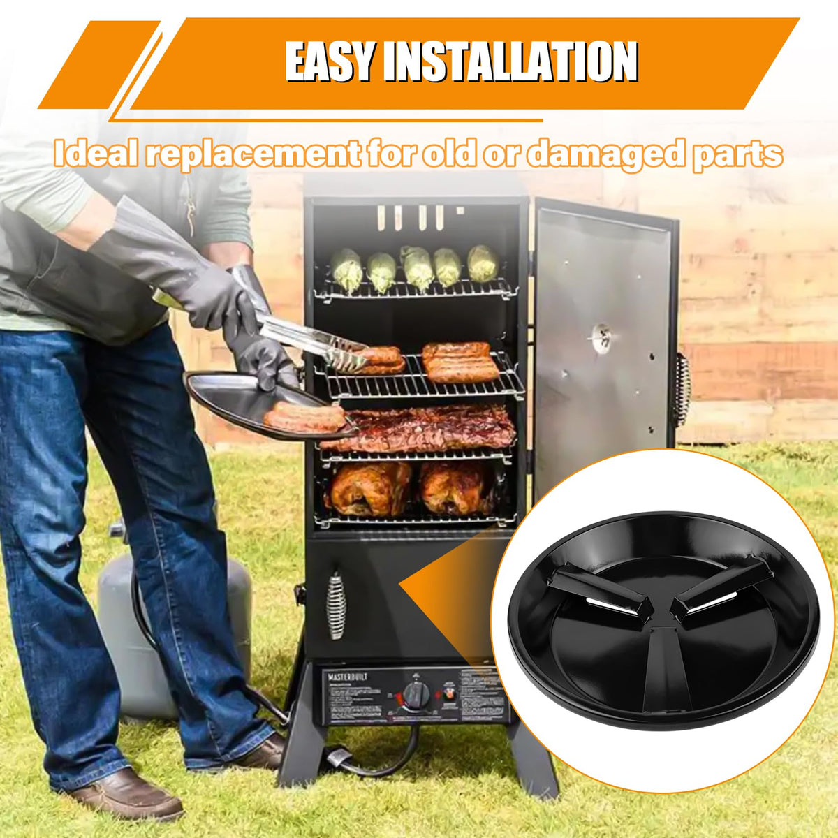 Flame Disk Bowl Replacement for Masterbuilt Gas and Dual Fuel Smokers, Replacement Parts 911060006, 9005100068 for Masterbuilt Grills 20051311, 20050412, 20050117, 20050211, 20050311, 20050611 etc.