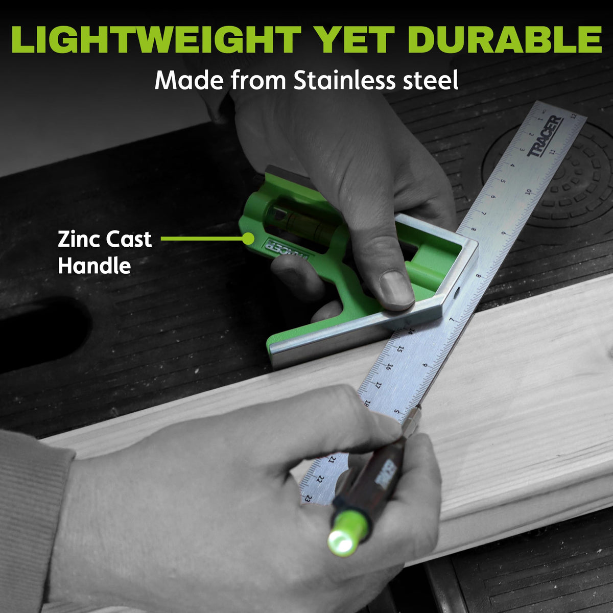 TRACER 12 inch Combination Square with Level and Scribe Tool Combo Square