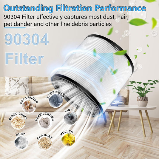 Extolife Replacement Filter Compatible with Shop-Vac 90350 90304 90333 Replacement fits for Shop Vac 4-16 Gallon most Wet/Dry Vacuum, Washable Synthetic Material, 2 PACK