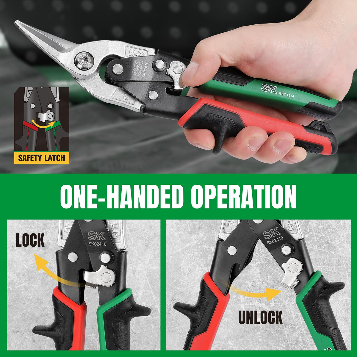 SK Tin Snips Heavy Duty, Left, Right and Straight Cut Aviation Snips Set