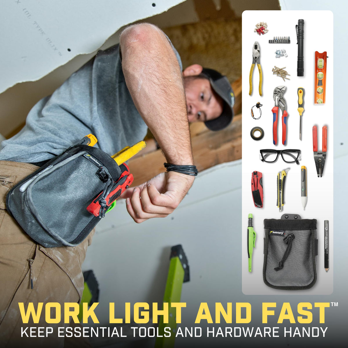 Joey Pouch V2, Clip-On Tool Belt Bag for Tools, Screws, and Nails - Great for an Electrician, HVAC Tech, Plumber, Carpenter, Contractor, Handy Man, and Any Tradesperson
