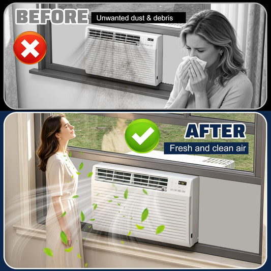 Pearwow Window Air Conditioner Filter Replacement, 12" x 39.4" Accordion Design Filter for Window AC Units, Cut-to-Fit Replacement Air Conditioner Filter, Offer Extra Filtration Space,2 Pcs