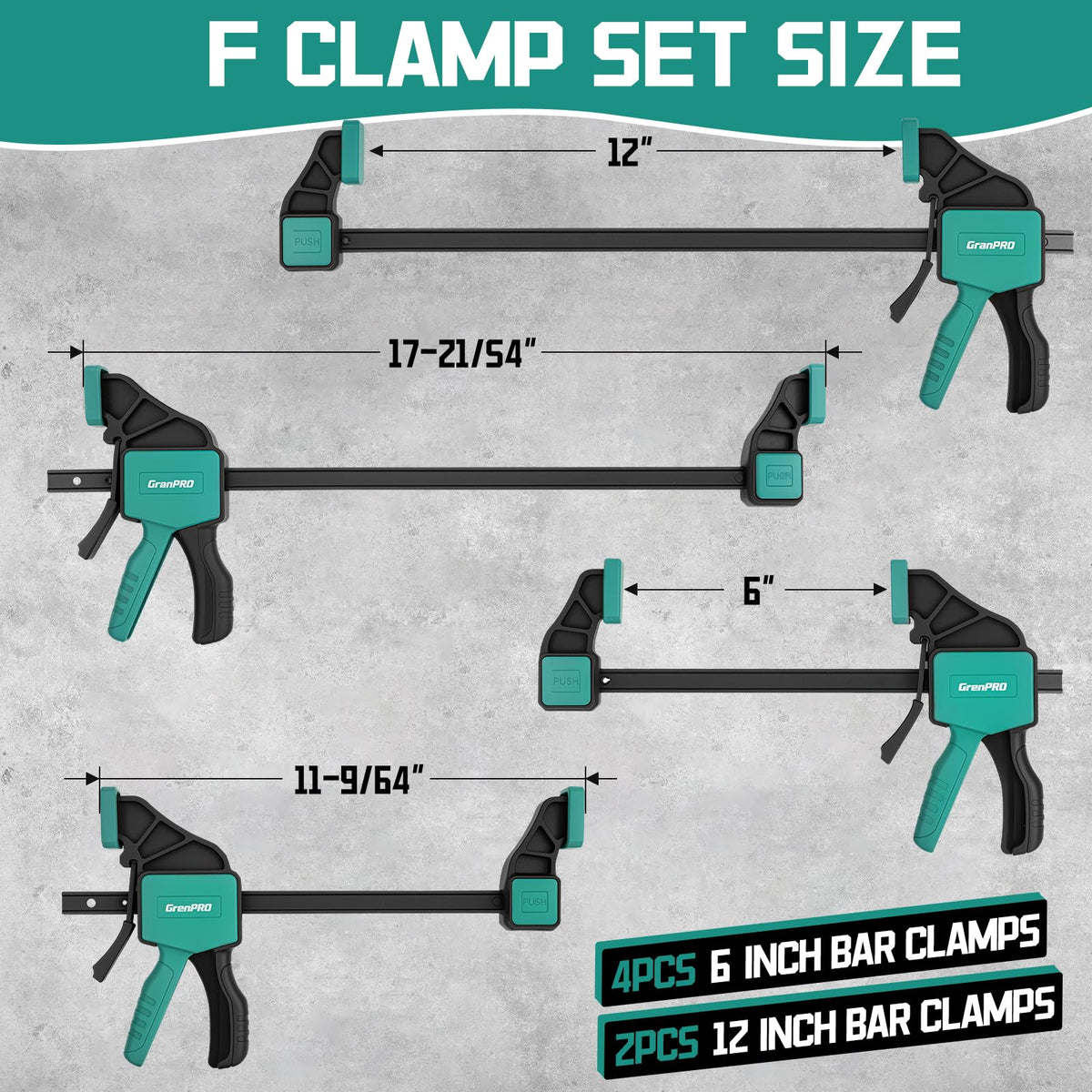 GRENPRO 8-Pack Bar Clamps for Woodworking, 12" and 6" Bar Clamps
