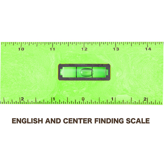 Mayes 10743 Polystyrene Level Ruler 24", Precision Measuring and Leveling Tool, Plumb and Level Vials with SAE and Center-Finding Scale, for Framing, Hanging, Made in the USA