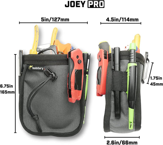 Joey Pouch PRO, Clip-On Tool Belt Bag for Tools, Screws, and Nails - Great for an Electrician, HVAC Tech, Plumber, Carpenter, Contractor, Handy Man, and Any Tradesperson - Metal Clip