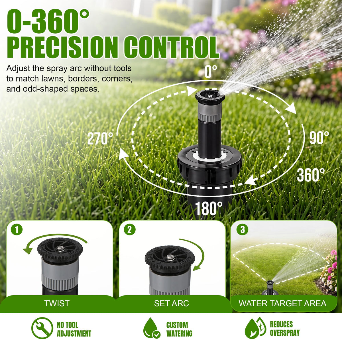 Jowwcen 8 Pack Sprinkler Head Replacement, Compatible with Rain Bird 1800