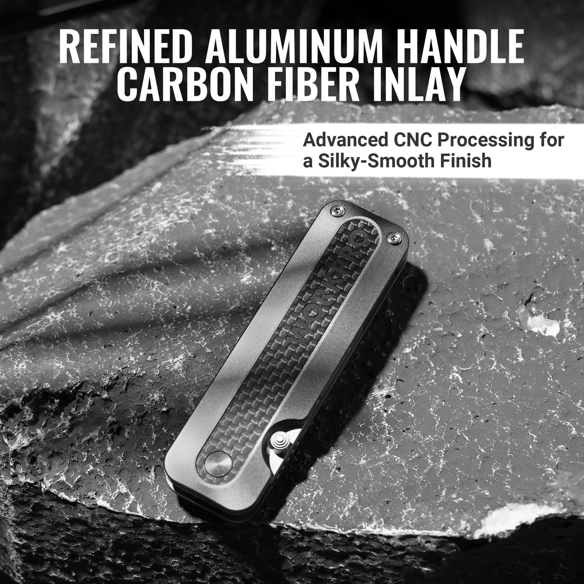 WORKPRO Utility Knife, CNC Unibody, Aluminium Handle Carbon Fiber Inlay