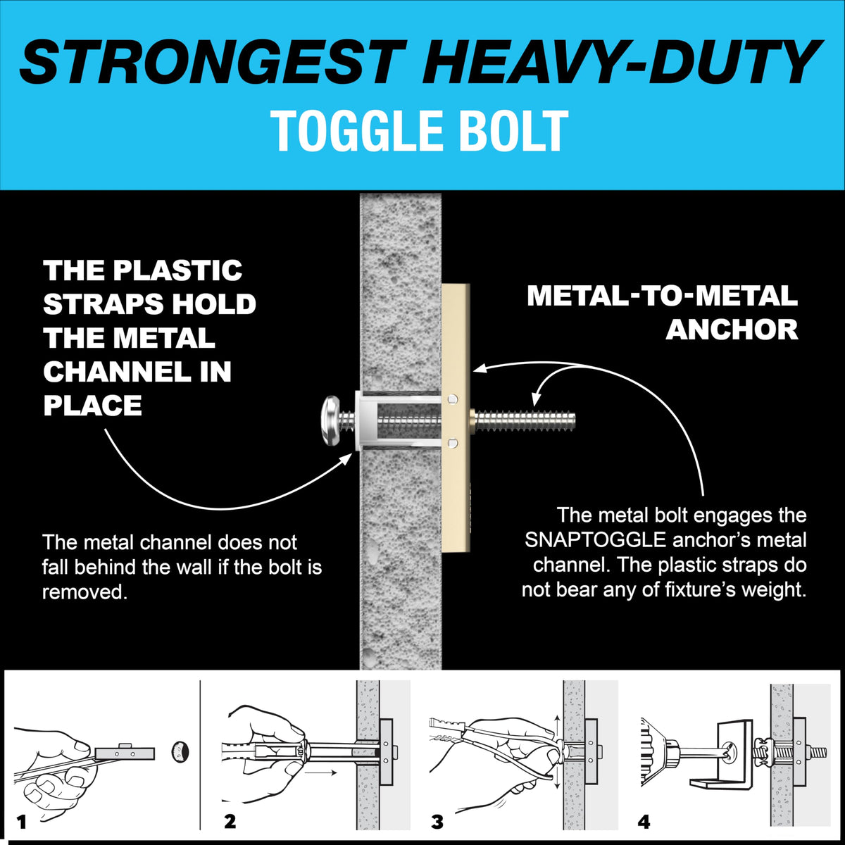 TOGGLER SNAPTOGGLE BM5 Toggle Anchor, 50 Pack, No Bolts