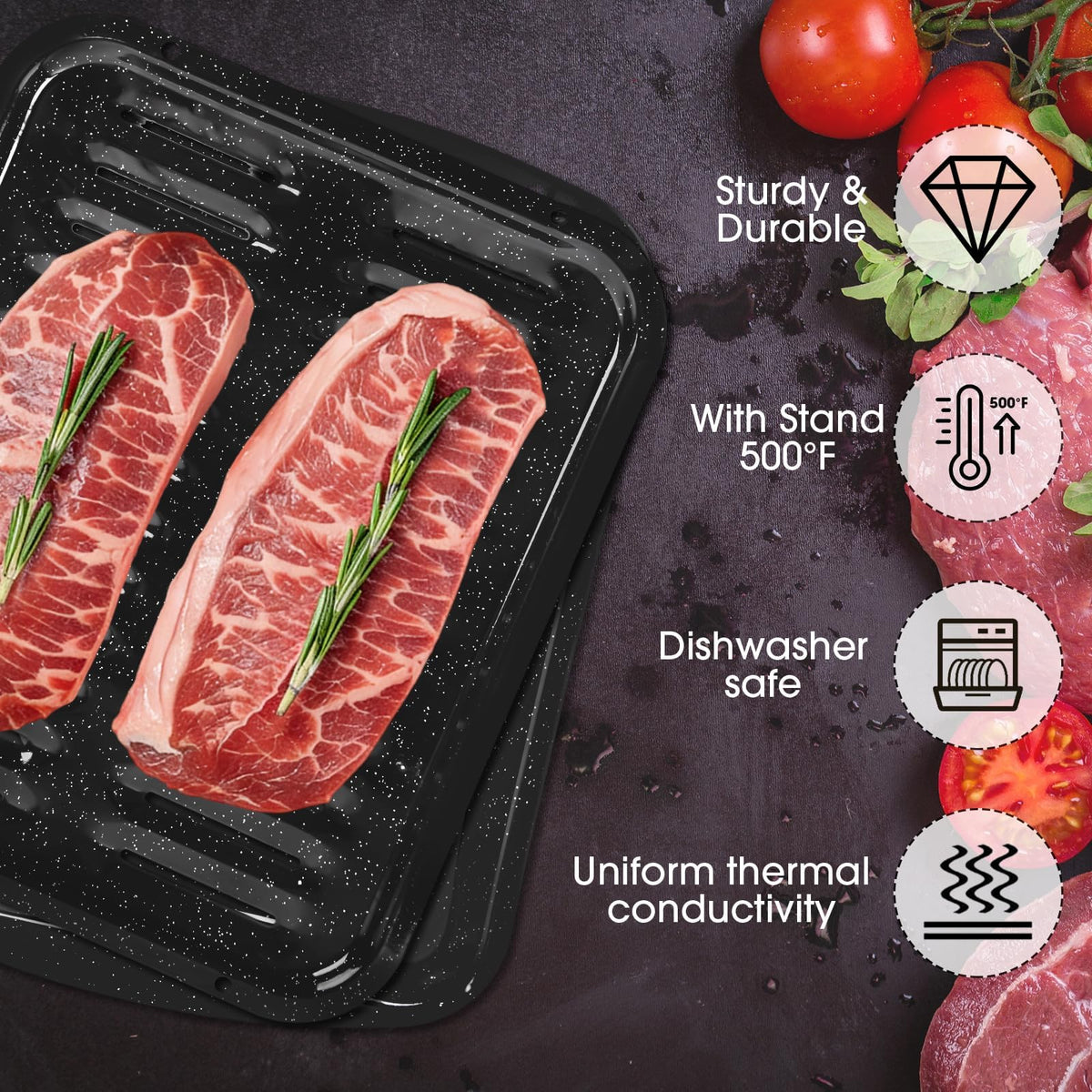 VANKUTL Broiler Pan for Oven – 16.75"×13" Non-Stic