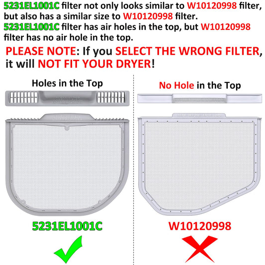 Uszily 5231EL1001C Lint Filter Replacement for LG and Kenmore Dryers, Ultra Durable Lint Screen Trap, Rim with Felt Seal, Filter Size 12.2 * 10.6 * 1.5 inch (31.1 * 27.0 * 3.8 cm)