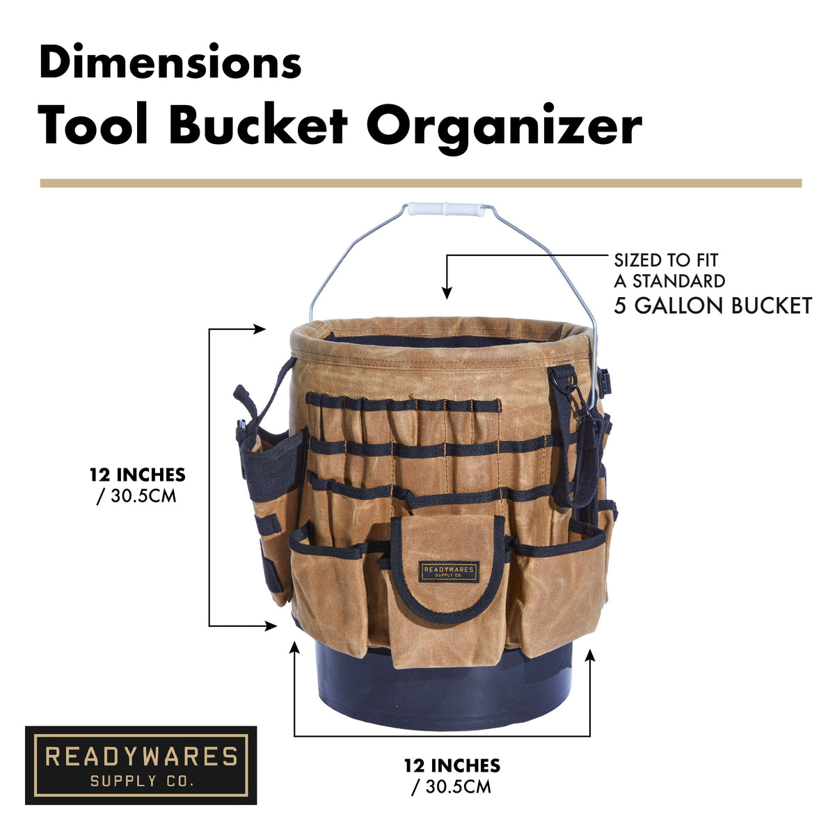 Readywares Tool Bucket Organizer, Waxed Canvas 5 Gallon Bucket Organizer