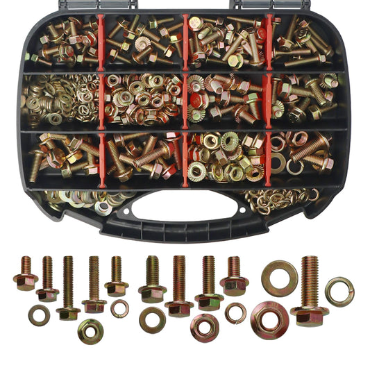 JVSRM 404Pcs Class 10.9 Metric Flange Bolts Kit - M6 M8 M10 (12-30mm)