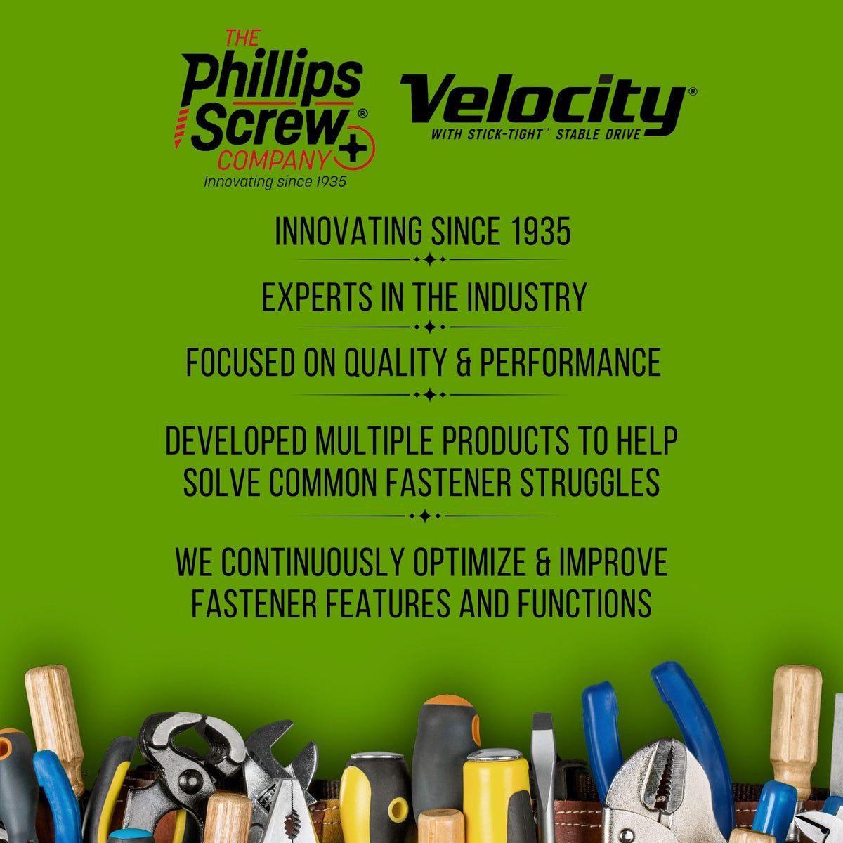 Velocity Exterior Wood Screws Site Case - Wood Screws Assortment Kit in 7 Sizes, Stick Tight Technology, Includes 4 Hexstix Drive Bits and Storage Organizer (580 Pieces)