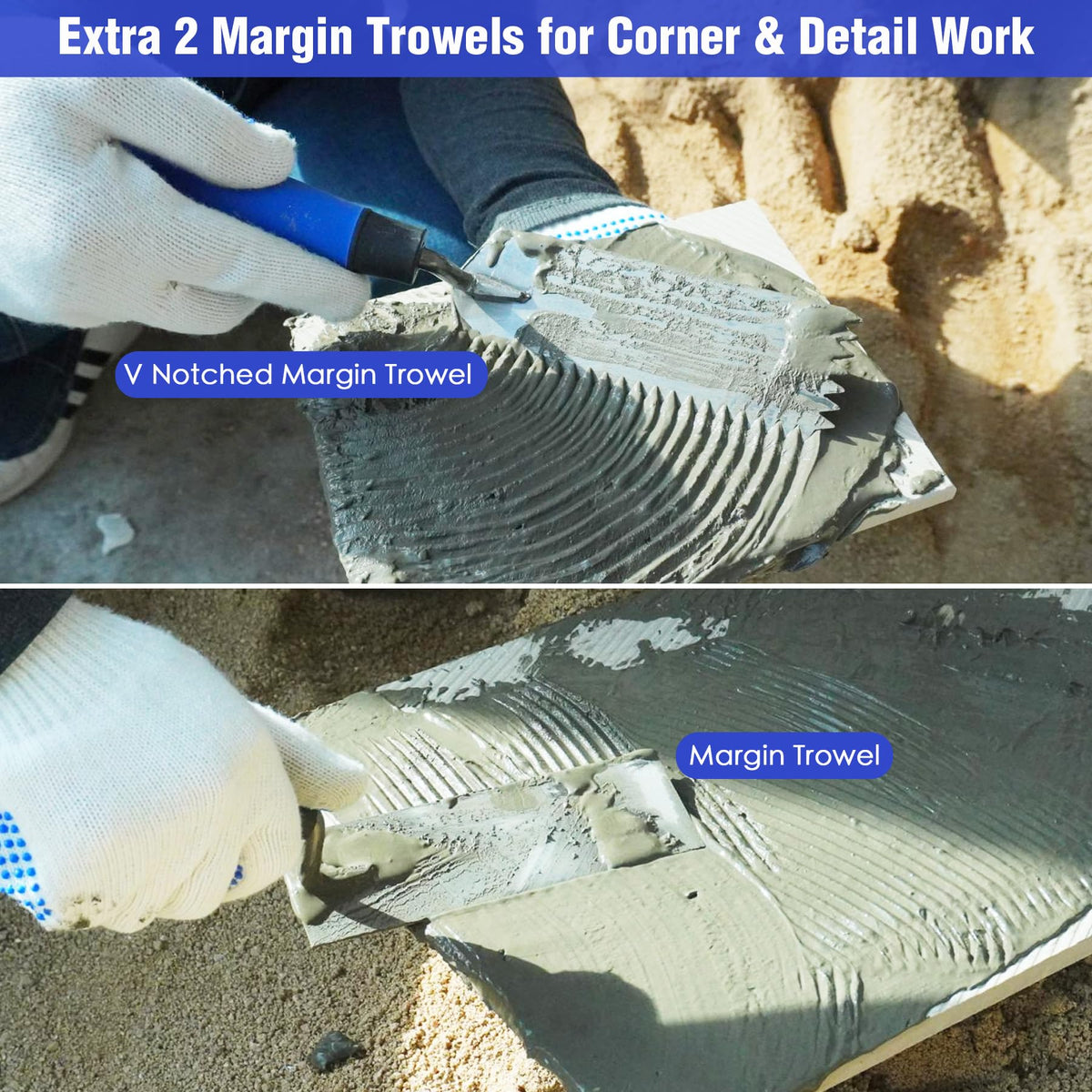 Konvixon 9PCS Tile Trowel Set, 2 Margin Trowels Included for Tile Setting