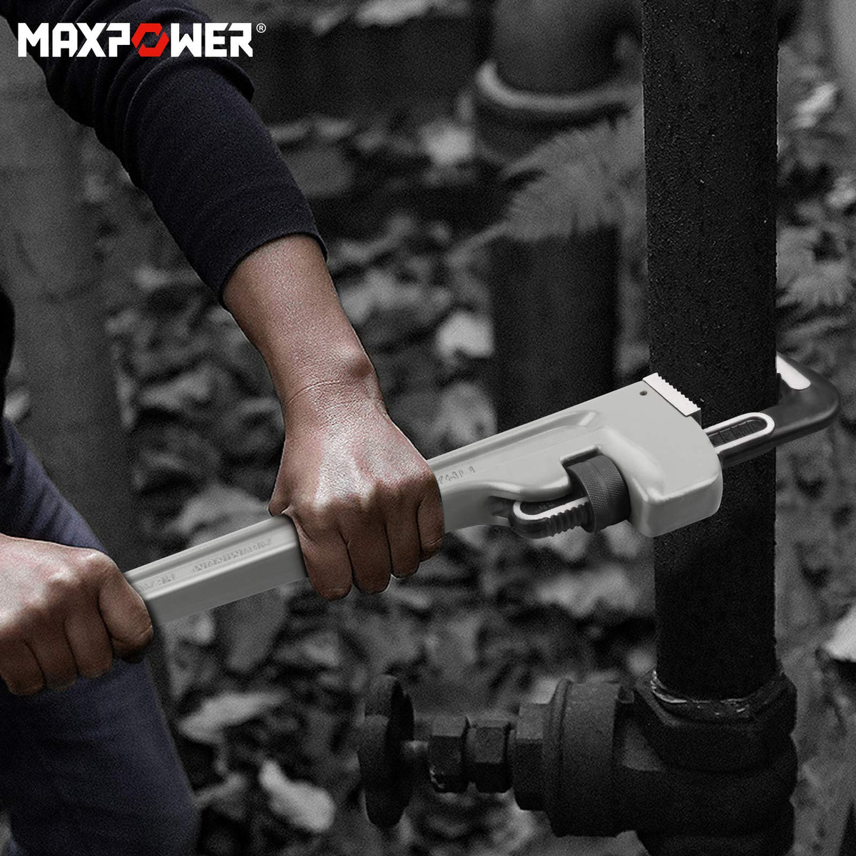 MAXPOWER 36-inch Pipe Wrench, 4.7” Jaw Opening, Aluminum Plumbing Wrench