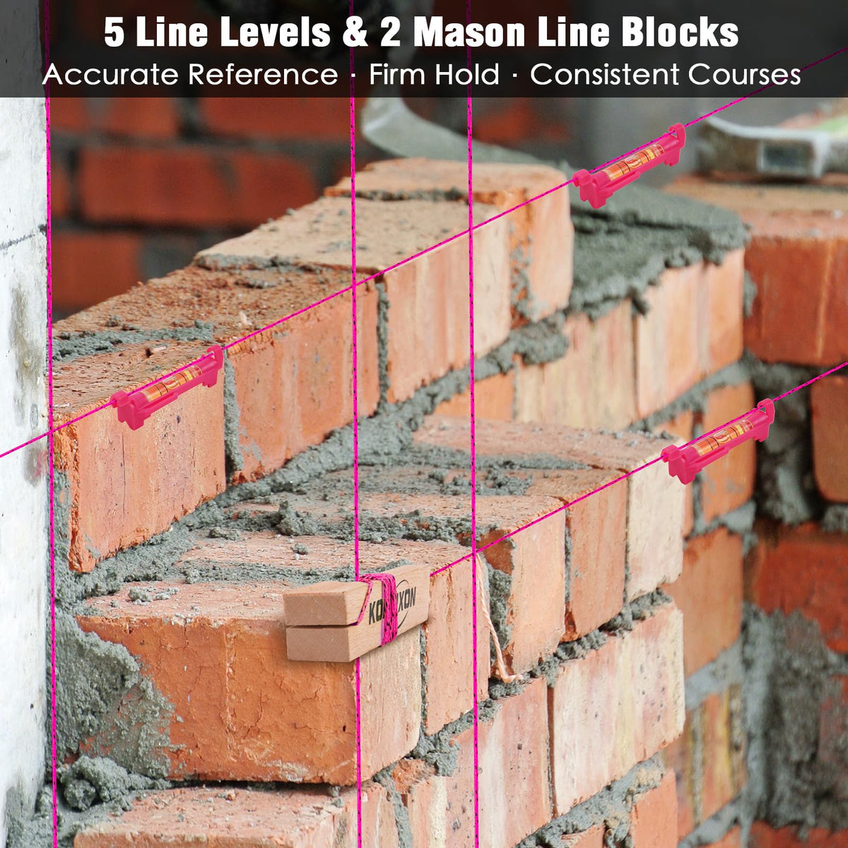 Konvixon 10PCS Masonry Line String Set for Bricklaying and Alignment