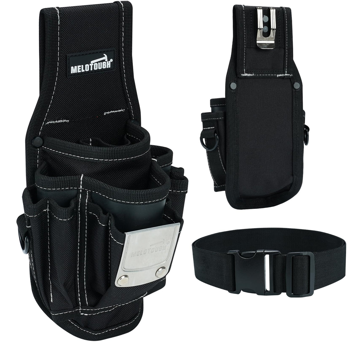 MELOTOUGH Small Tool Pouch Electrican Clip on Tool Pouch,Tool Belt Pouch with Belt Clip Tooo Holster Mini Electrican Tool Holder with Sanp Clip