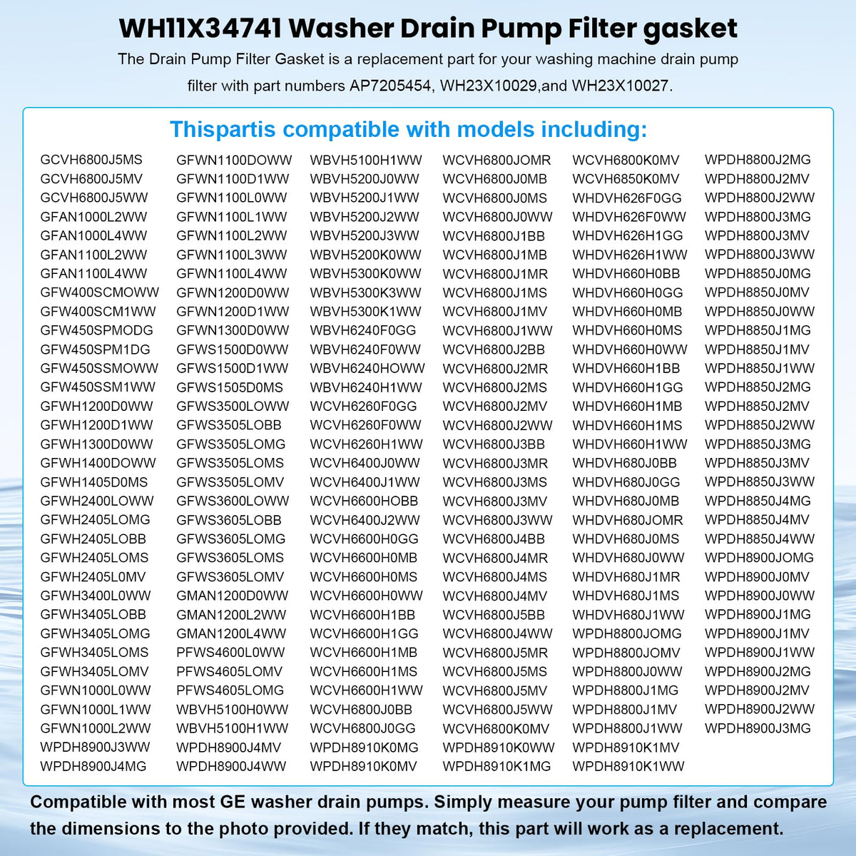 WH11X34741 Washer Drain Pump Filter gasket