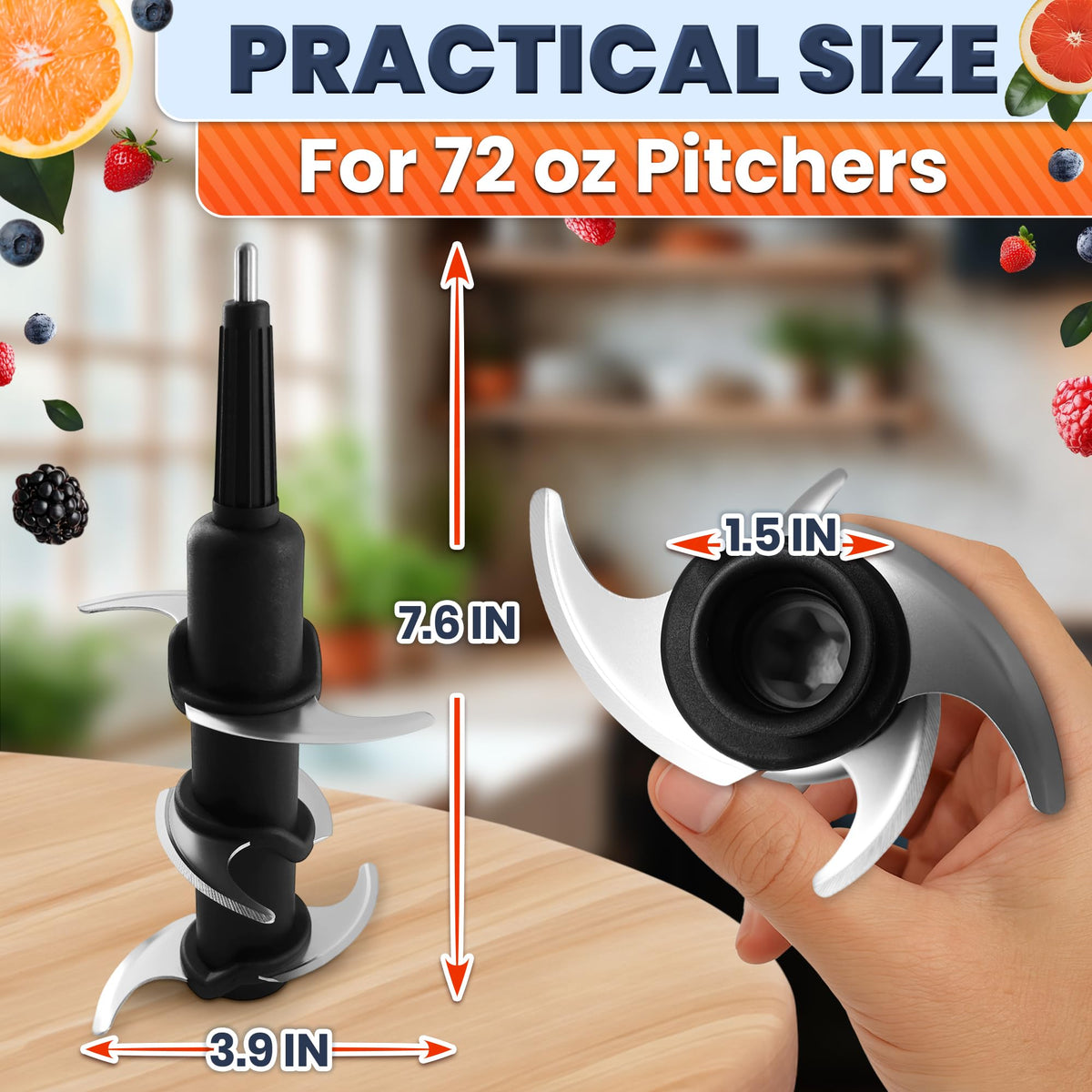 Blender Blade Replacement for 72 Oz Pitcher, Stainless Steel