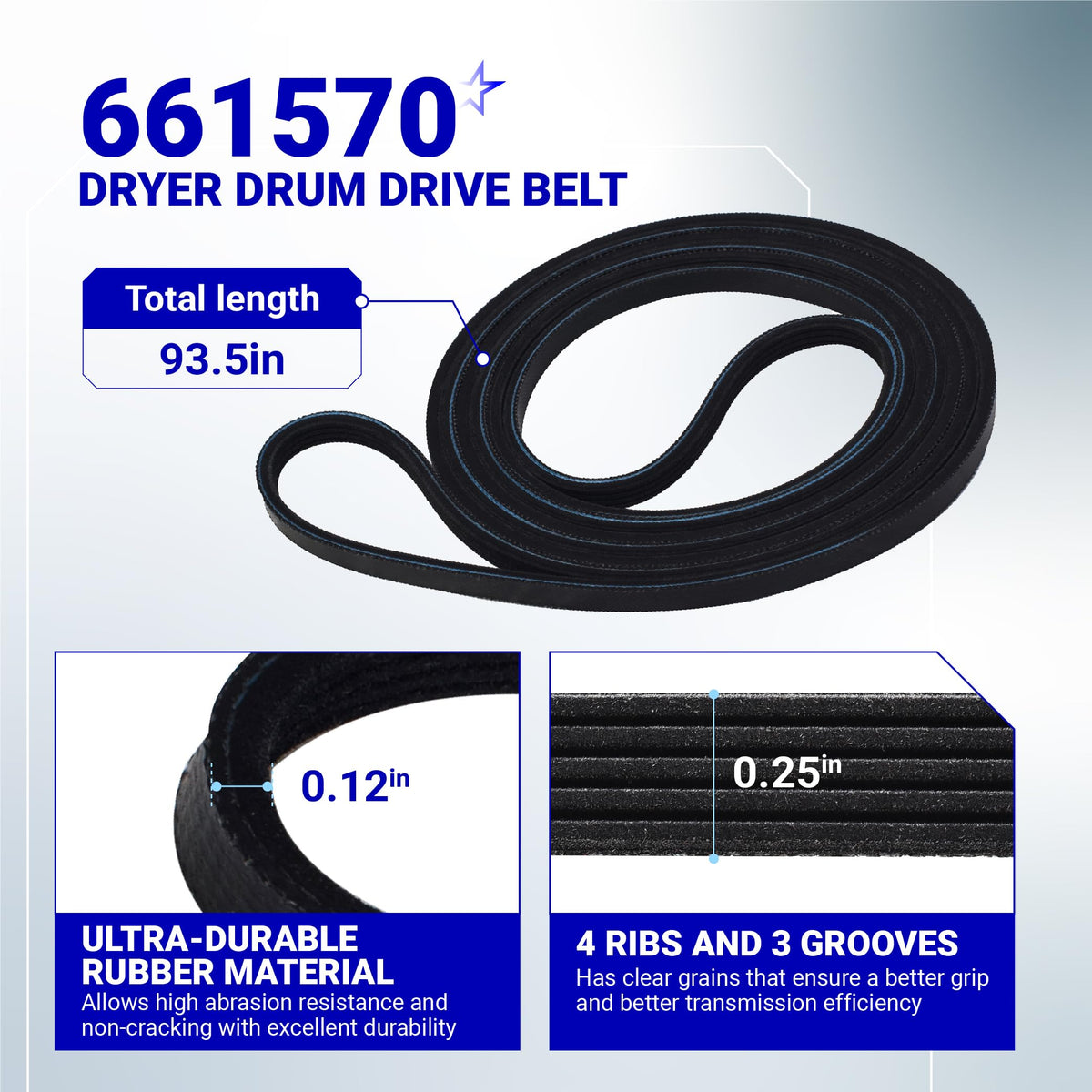 661570V 661570 & 279640 & W10837240 Dryer Drum Bel