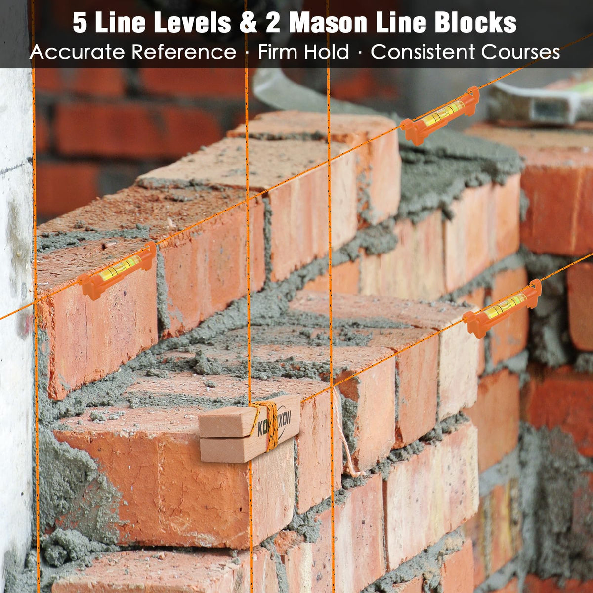Konvixon 10PCS Masonry Line String Set for Bricklaying and Alignment