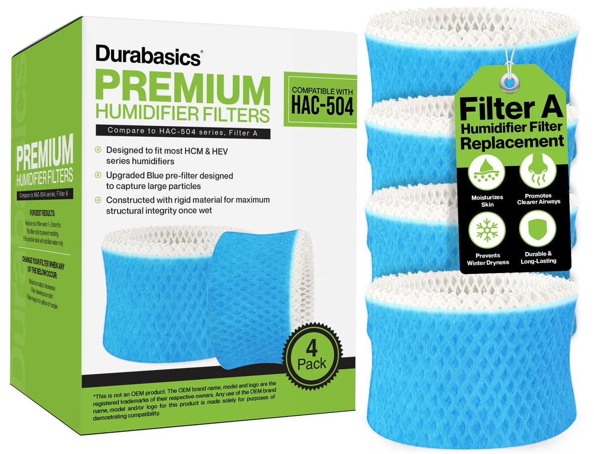 Durabasics 4 Pack of Premium Humidifier Filters Compatible with Honeywell Humidifier Filters HAC-504, HAC-504AW & Honeywell Filter A, Replacement for HCM 350 Filters & Cool Mist Humidifiers