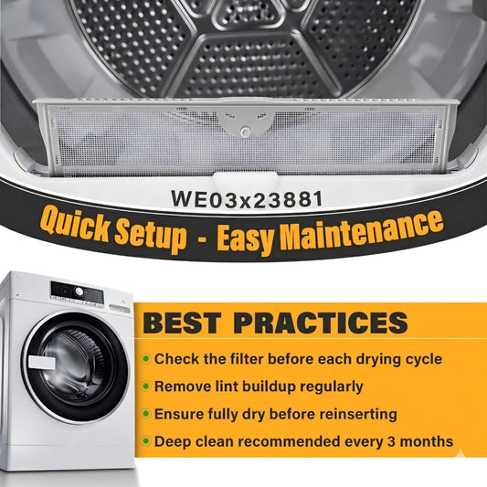 WE03X23881 Filter Replacement for GE Dryer Lint Trap Replacement with Cleaning Brush for GE Hotpoint GTD65EBSJ3WS GTD33EASK0WW GTD42EASJ2WW GTD42GASJ2WW GTD45EASJ2WS Replaces PS11763056 Trap Screen