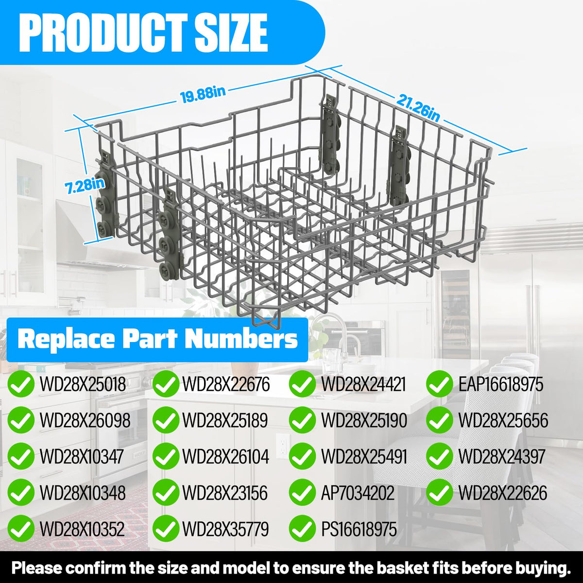 Upgraded WD28X35779 Dishwasher Upper Rack Compatible with GE Dishwasher Rack Replacement WD28X30219 GDF510PSR3SS GDF510PSM0SS GDF535PSR0SS GDT550HSD4SS GE Dishwasher Parts Top Rack Tray With Wheels