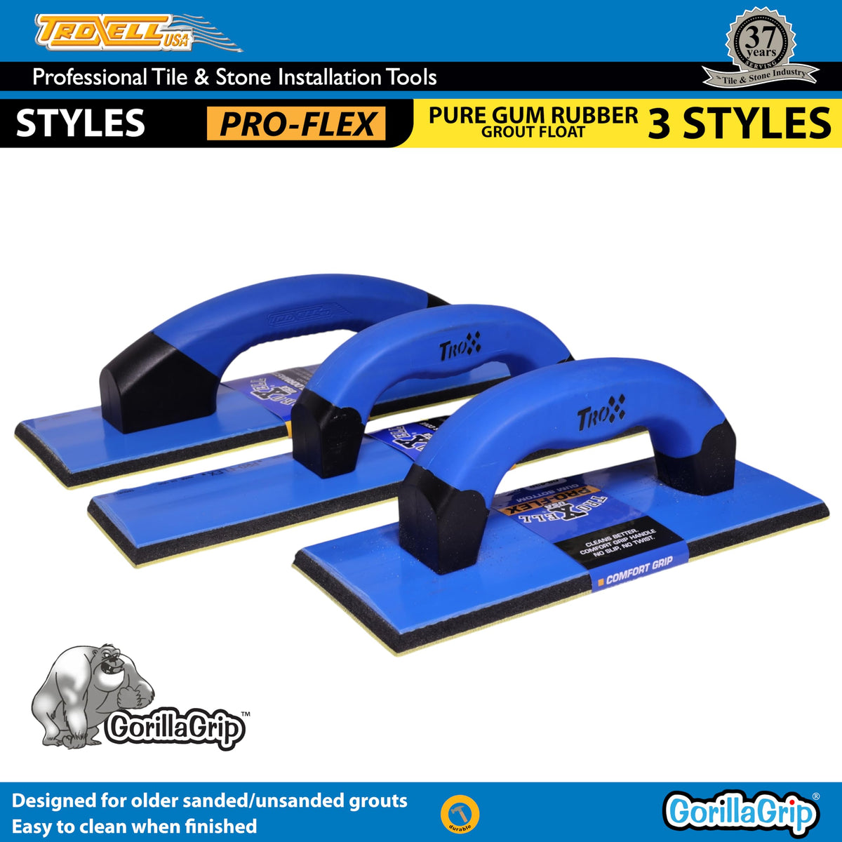 TROXELL USA - 3" X 12" Gum Rubber Base & Cove Grout Float