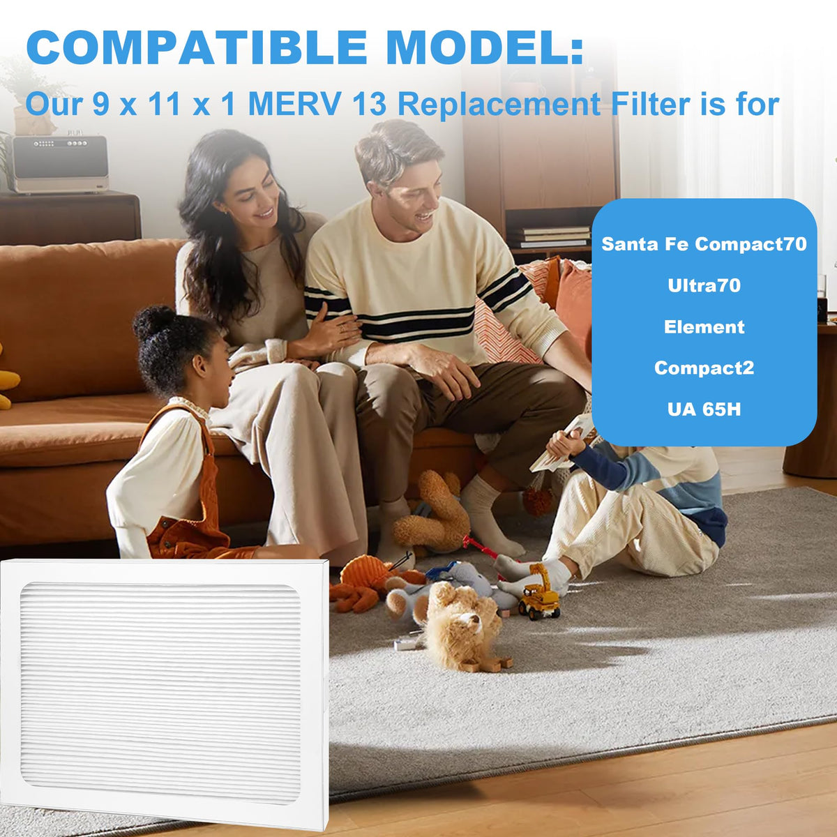 W-LINVEIN G 9 x 11 x 1 Dehumidifier Filter MERV 13 Compatible with Santa Fe Compact70, Ultra70, Element, Compact2, UA 65H dehumidifier Models, 2 Packs