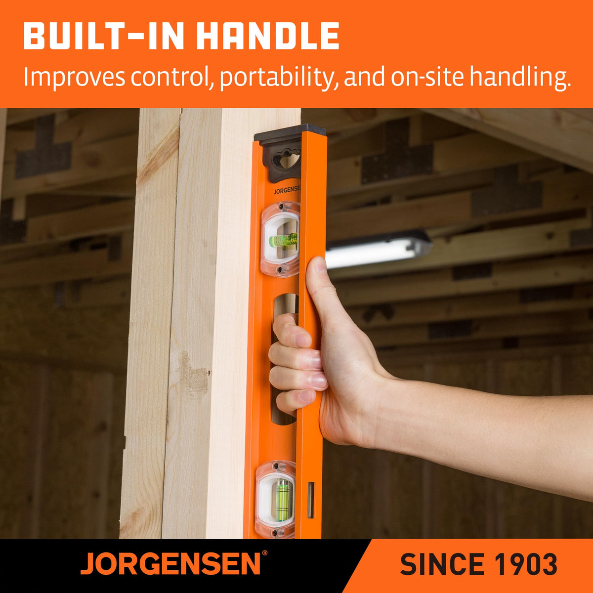 JORGENSEN 24" Magnetic I-Beam Level tool, 90°/180° Spirit 2' Leveler Tool