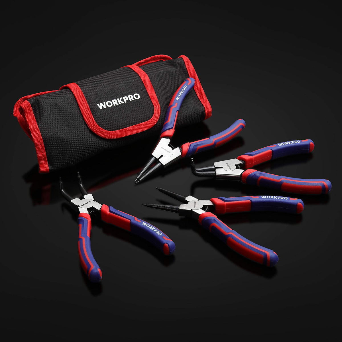 WORKPRO 4-Piece Snap Ring Pliers Set with Storage Pouch