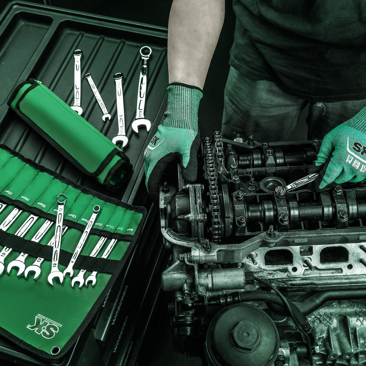 SK Combination Wrench Set, SAE 5/16''-3/4'', Metric 8-19mm, 23-Piece