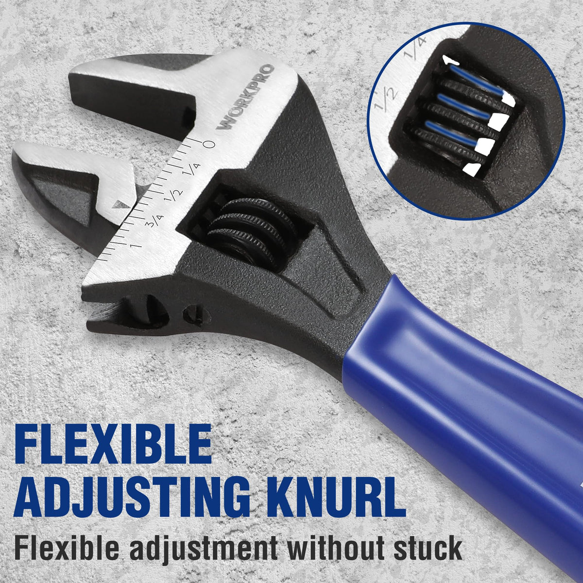 WORKPRO 5 PCS Adjustable Wrench Set, 4", 6", 8", 10" 12" Wide Jaw Wrenches