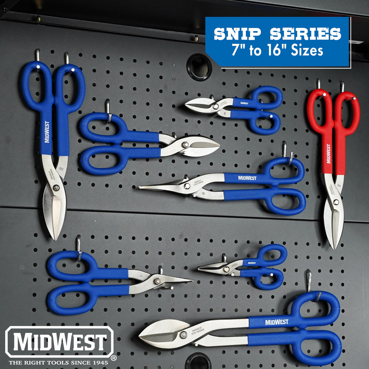 MIDWEST Tinner Snip, 12" Straight/Wide Curved Metal Cutter