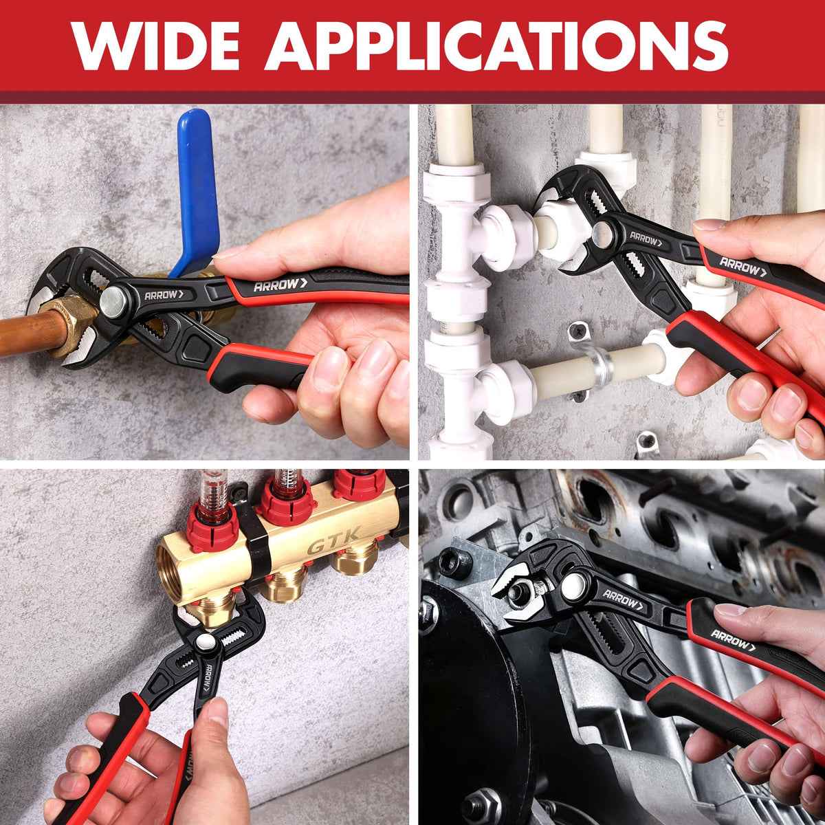 ARROW 2-Piece Quick Adjustable Groove Joint Pliers (8" & 10")