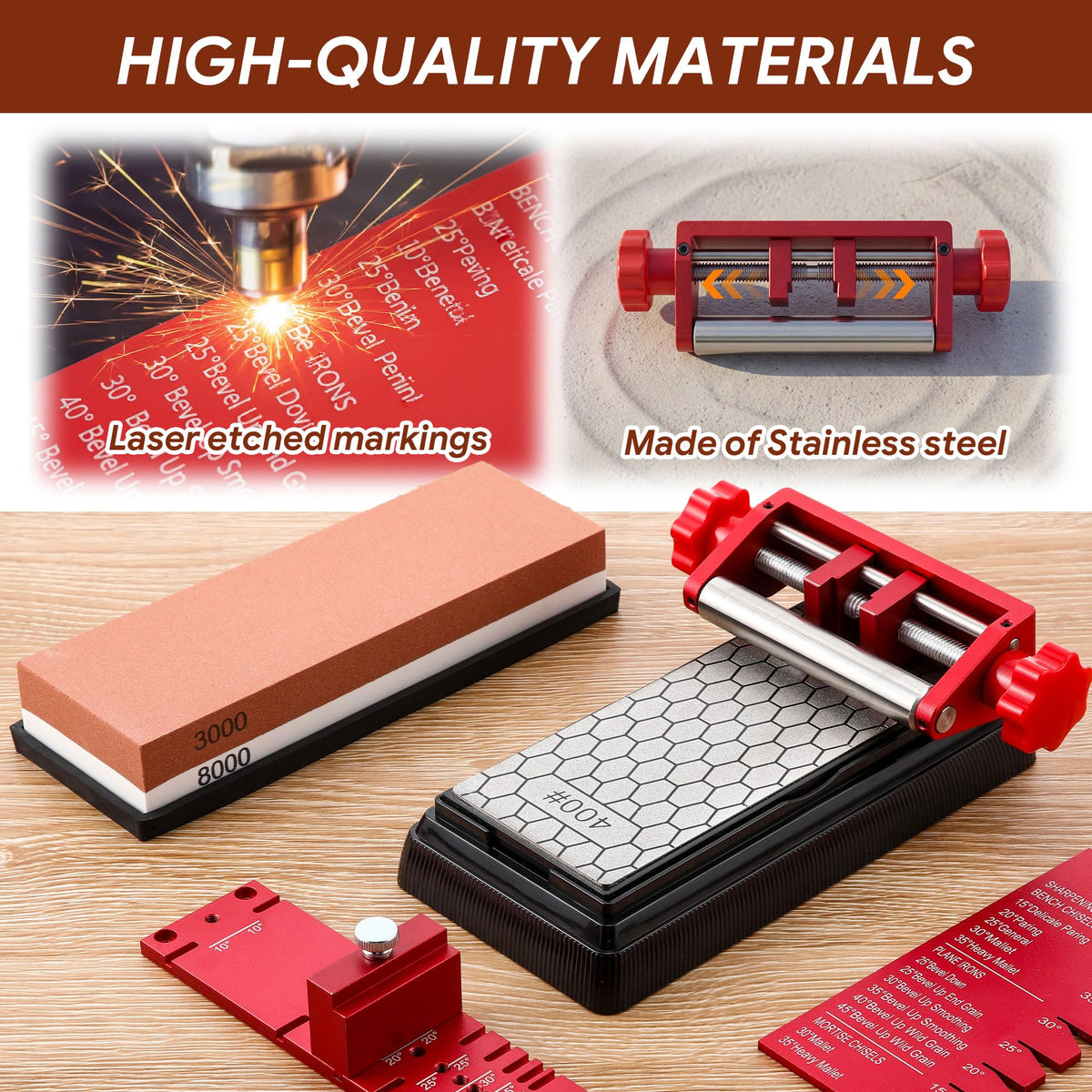 Dreyoo Diamond Chisel Sharpening Stone Kit for Woodworking Chisels