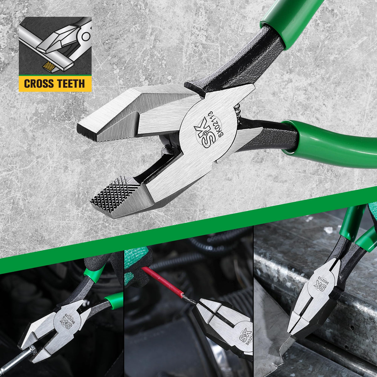SK 9" Ironworker's Pliers, Linesman Pliers with Heavy Duty Knurled Jaws