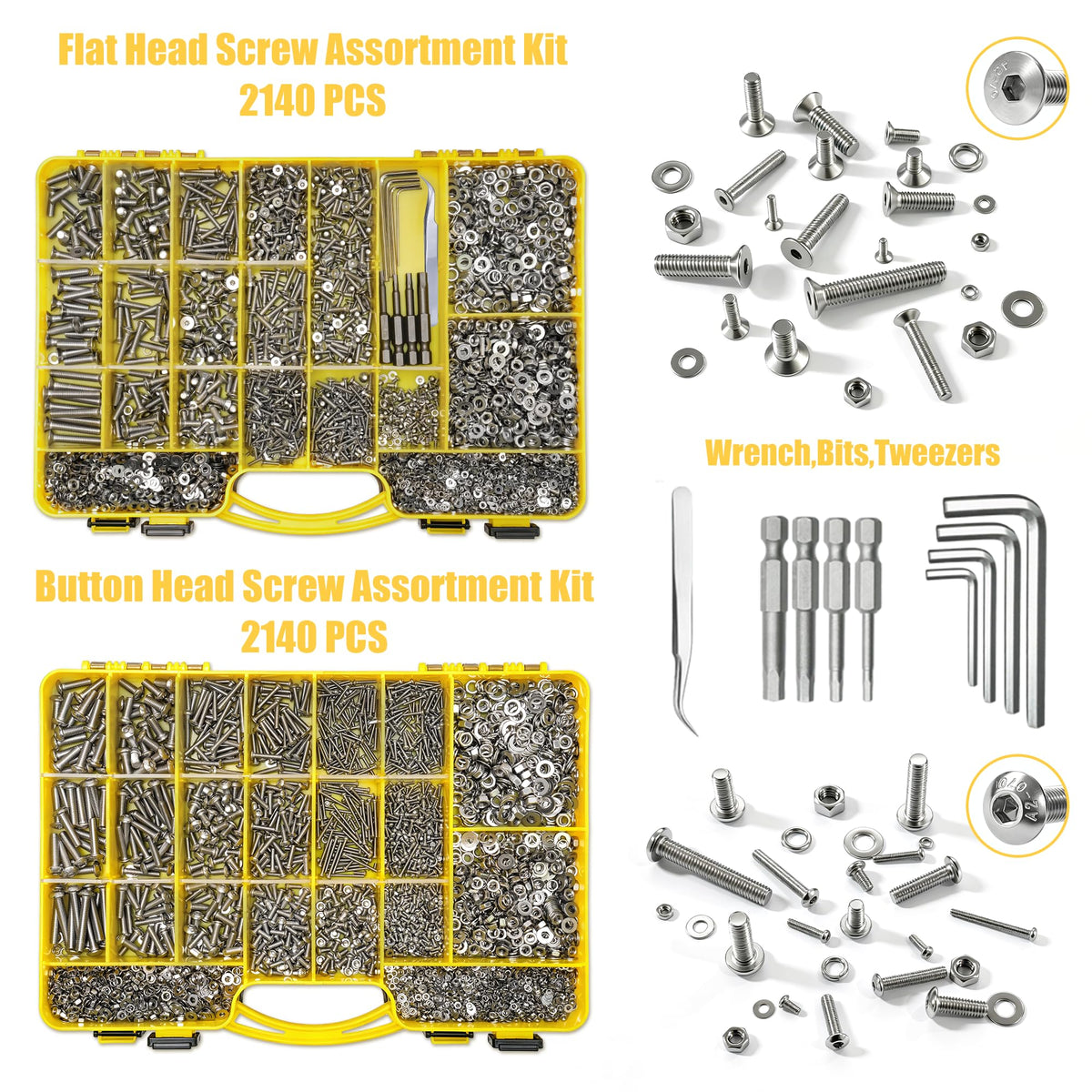 ZTF 4280PCS Metric Screw Assortment, M2 M3 M4 M5 Stainless Steel Screws