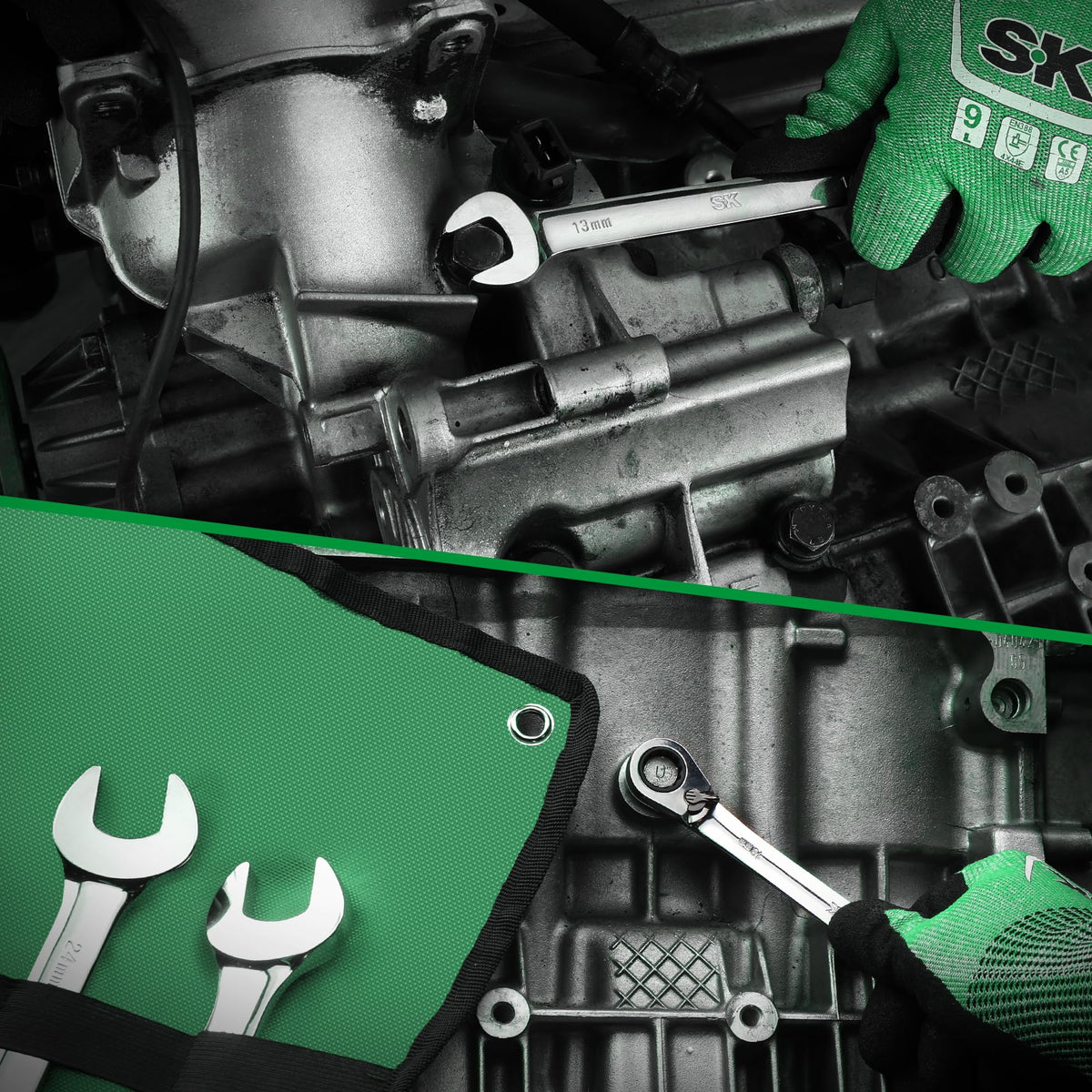 SK Reversible Ratcheting Wrench Set, Combination Wrenches, Metric 16-Piece