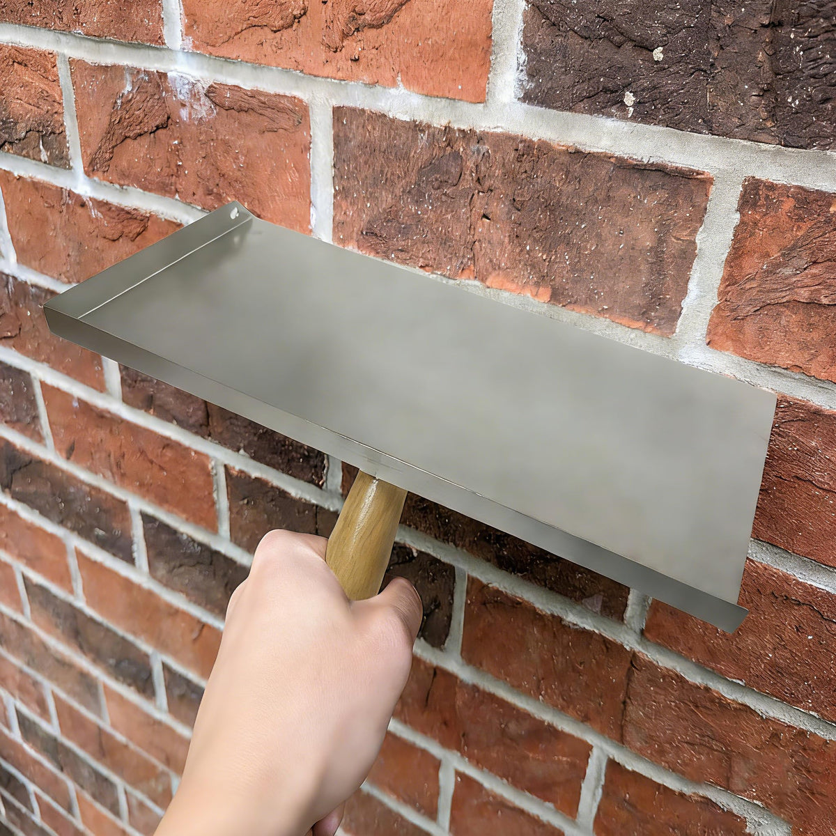 Stainless steel Pointing Brickwork Hawk,Mortar rack with wooden handle - 150x300 mm - for grouting, bricklaying, and jointing - includes mortar axe, shovel, grouting board, DIY.