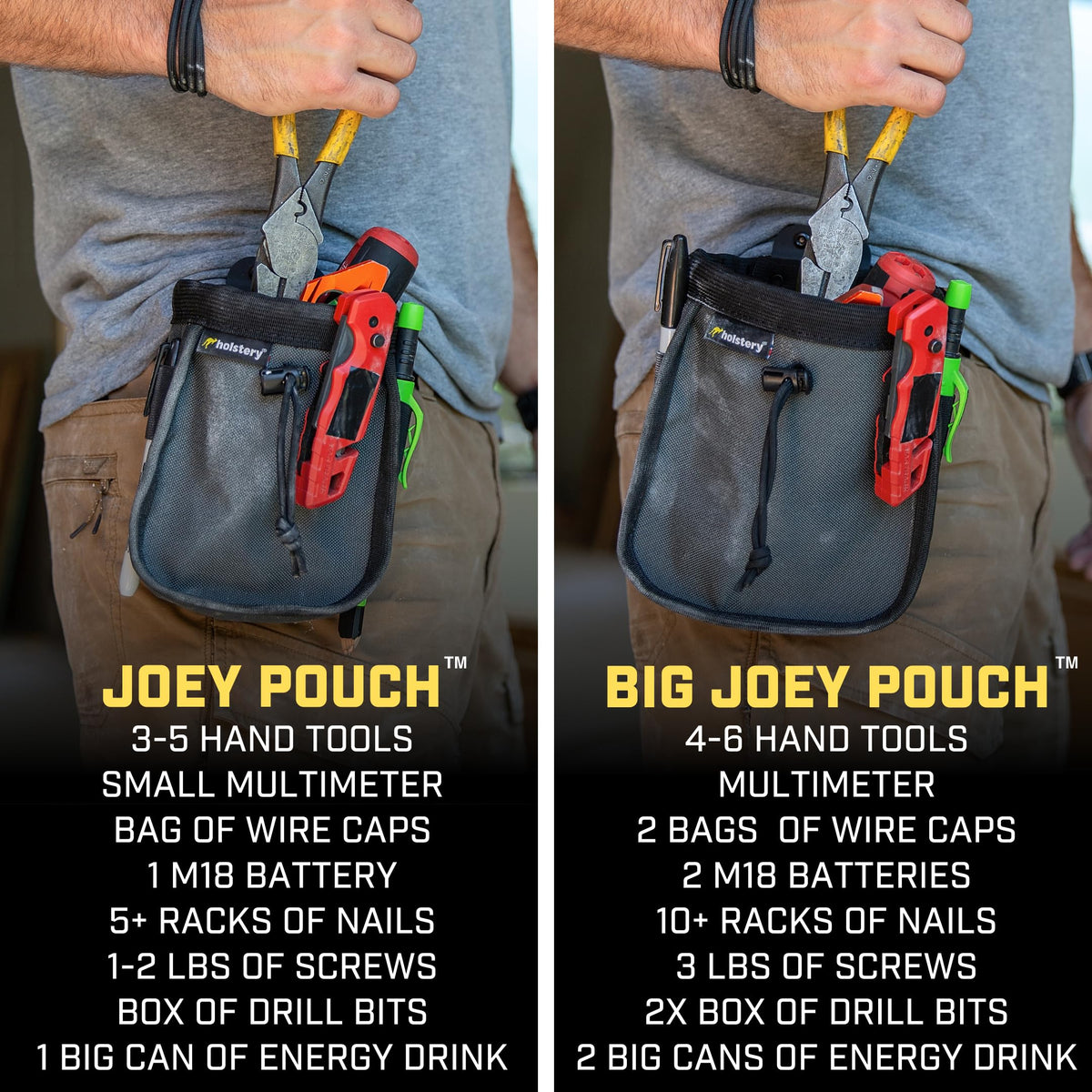 Joey Pouch V2, Clip-On Tool Belt Bag for Tools, Screws, and Nails - Great for an Electrician, HVAC Tech, Plumber, Carpenter, Contractor, Handy Man, and Any Tradesperson