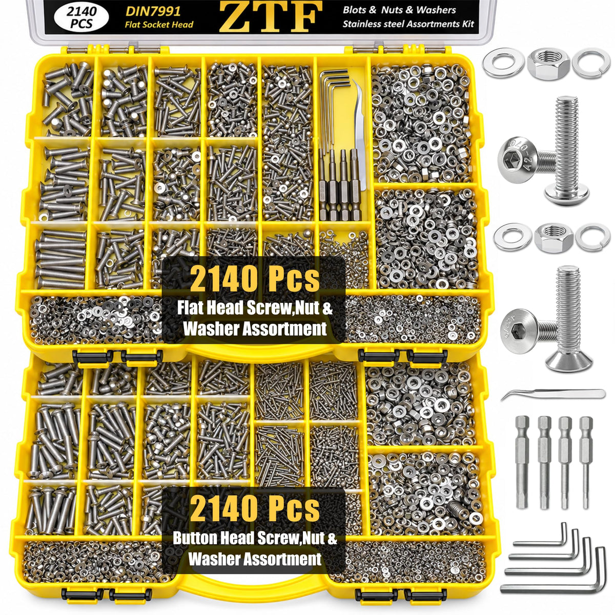 ZTF 4280PCS Metric Screw Assortment, M2 M3 M4 M5 Stainless Steel Screws