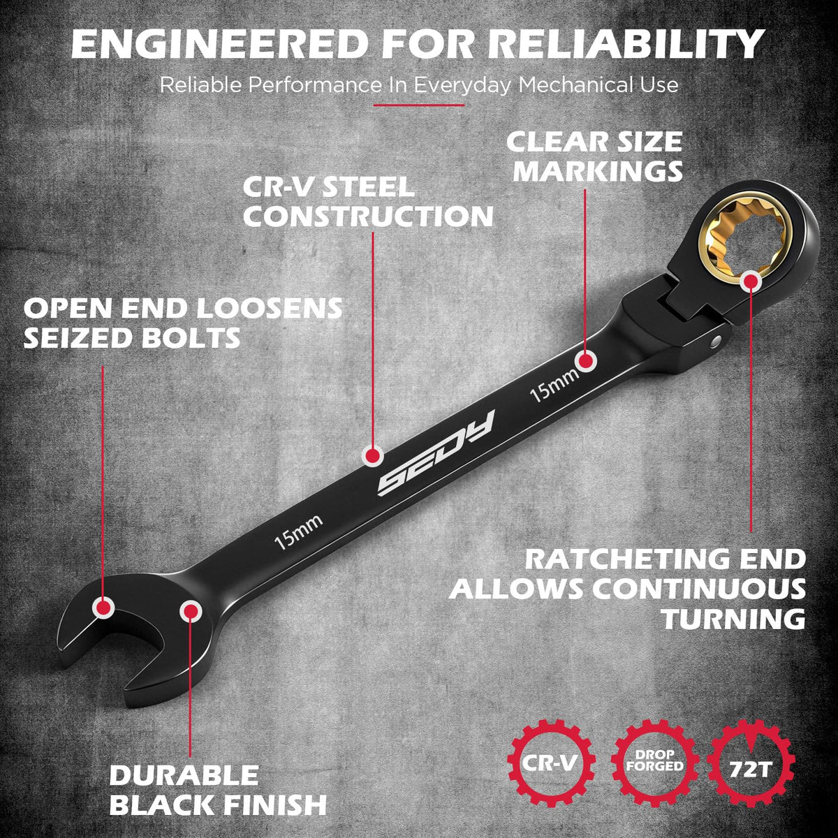 Premium 24-Piece Ratcheting Wrench Set, SAE(1/4-7/8") & Metric(8–19mm) Combination Wrenches, 72-Tooth CR-V Steel with Durable Black Finish, Ratchet Spanners with Roll-Up Tool Pouch for Repair