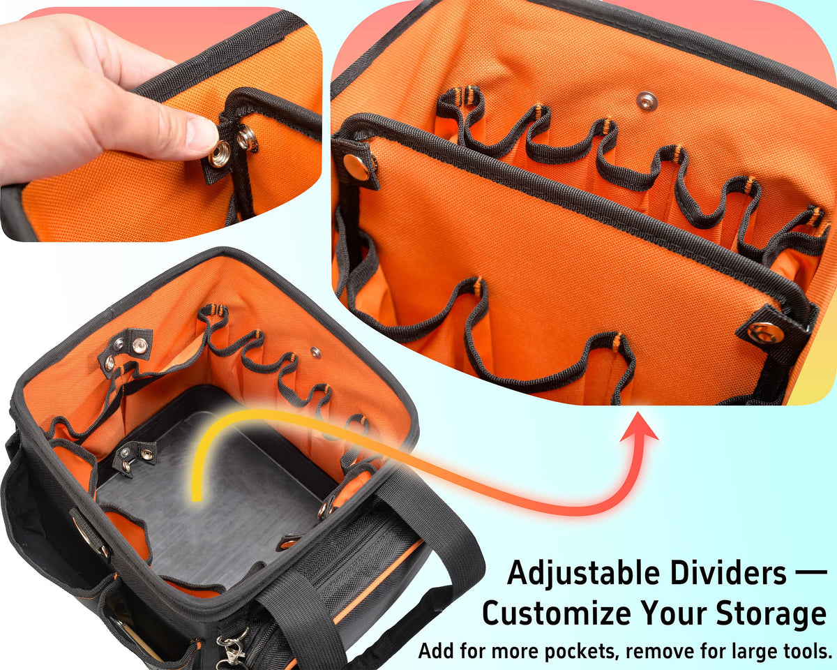 PIWATOOLS 10" Compact Open-Top Tool Tote Bag, Hard Shell Tool Box