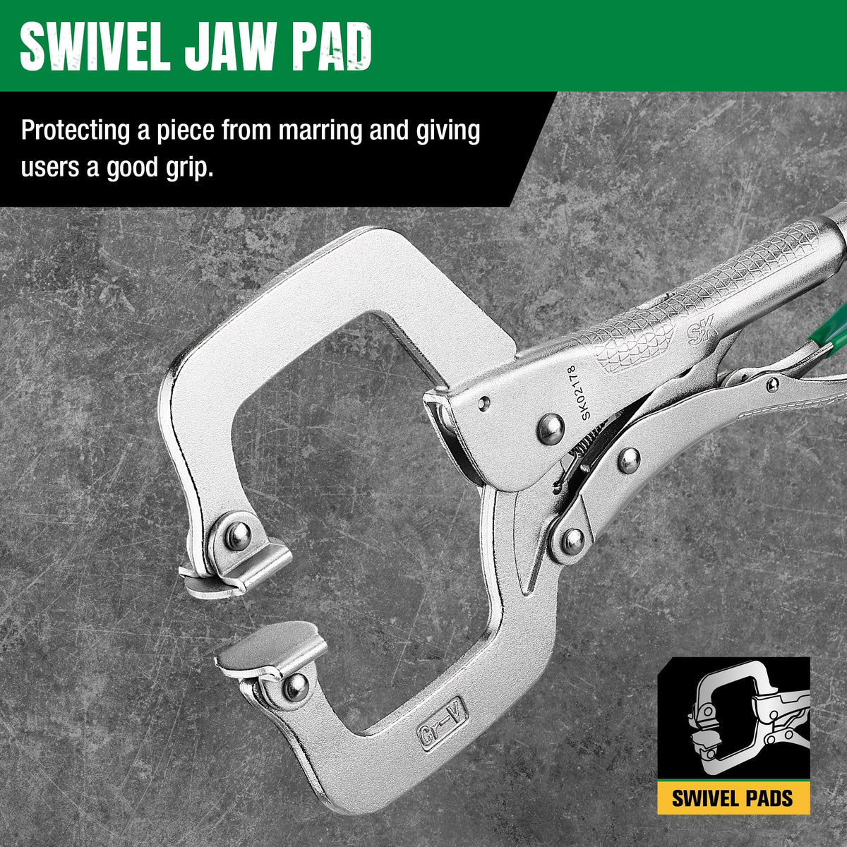 SK 2-Piece C-Clamp Locking Pliers Set, 6" & 11" Vice Grips with Swivel Pads