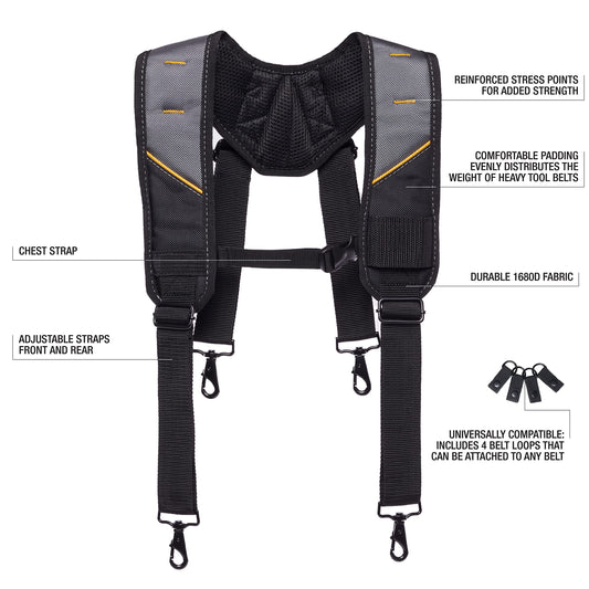ToughBuilt ClipTech - Pro Padded Suspenders, Adjustable, TB-CT-51P